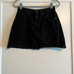 Madewell Jet Black High Rise Denim Skirt Size 26